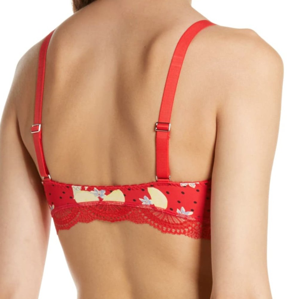 Free People Mari Printed Bralette Red $38 Floral D - Picture 2 of 5